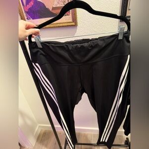 adidas Black Leggings with White Stripes